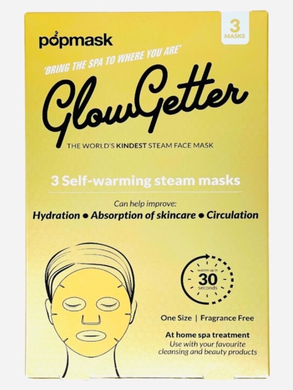 (3/30$) Popmask Glow Getter Gold Self-Warming Mask 3 Pack